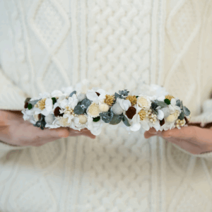 Corona entera de flores blanco, verde & ocre - ISLANDIA