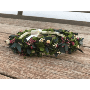 Corona de hortensia preservada verde