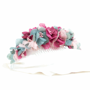 Tocado de flores aguamarina y rosa COCO