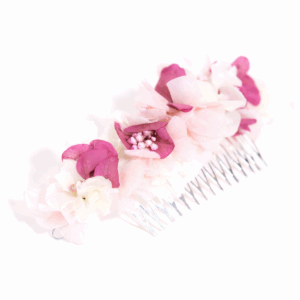 Tocado de flores preservadas blanco y rosa ANNA