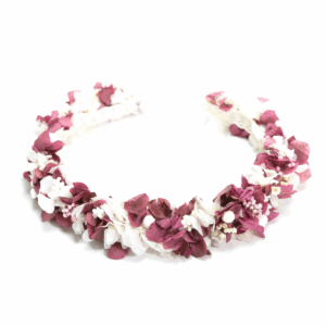 Corona de flores preservadas rosa vintage y blanco SOPHIE