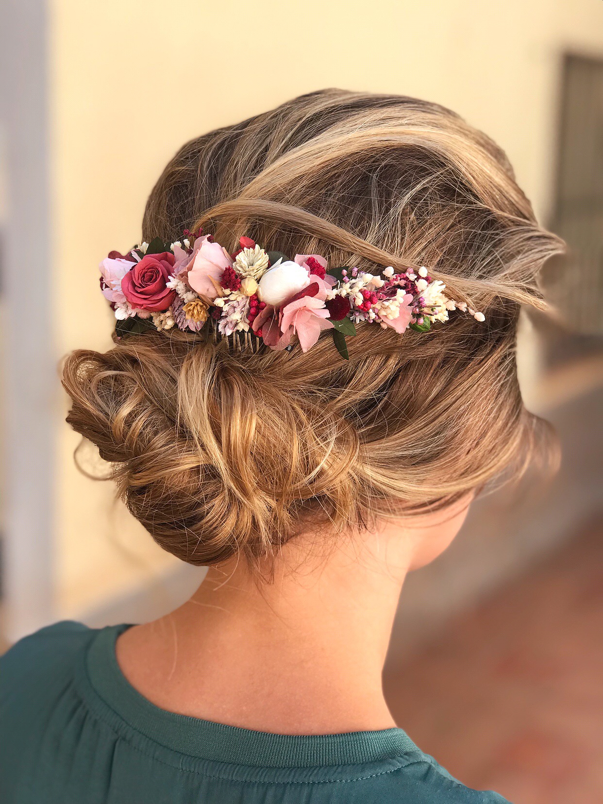 Tocado trasero de flores preservadas y rosas mini - JULIA