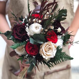 Ramo de flor preservada silvestre con toques rojos - FRIDA