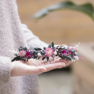 Media corona silvestre con Eucalipto y flores preservadas tonos rosas - MALIBU