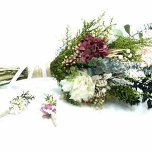 Pack de ramo silvestre preservado + 3 boutonnieres OLIVIA