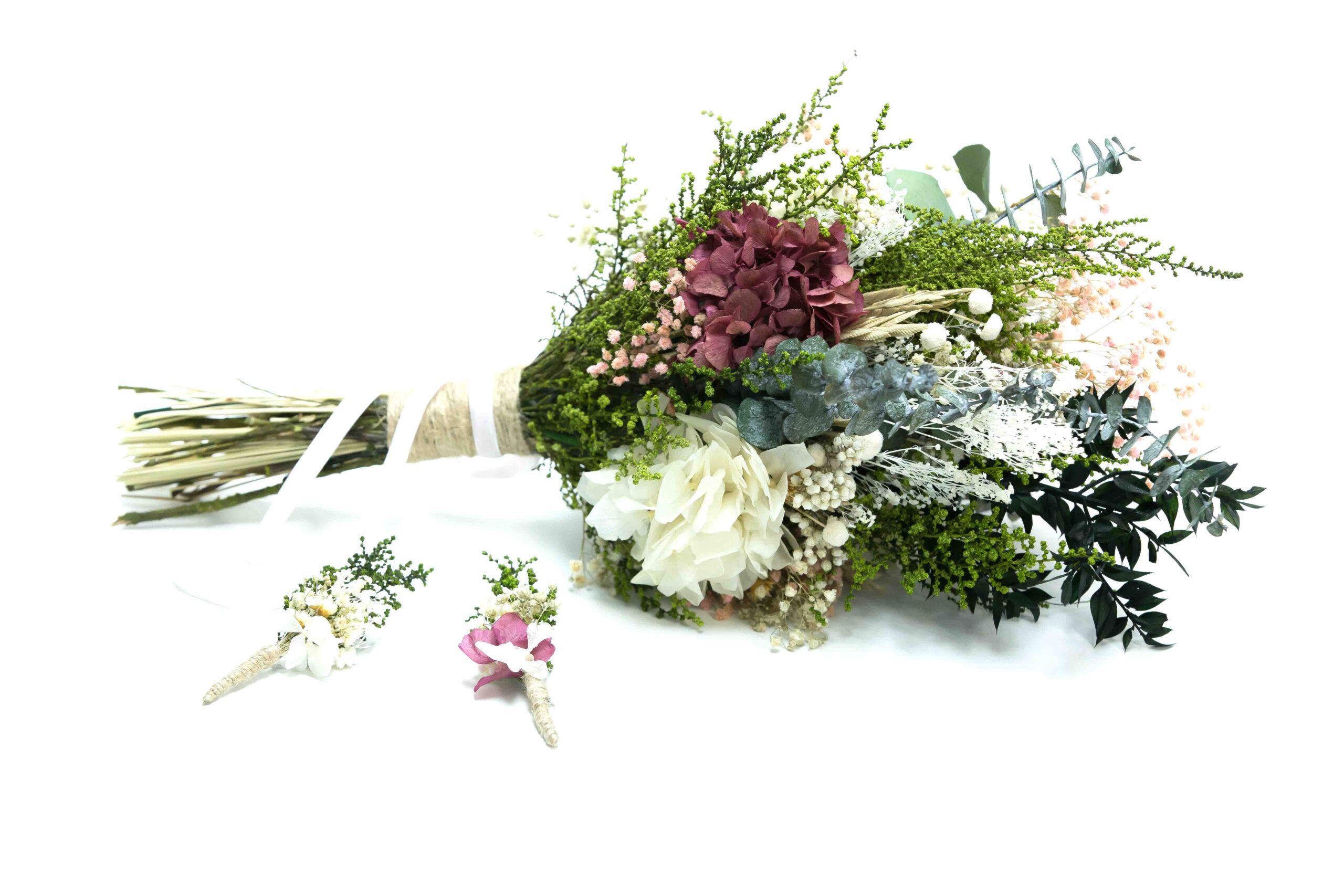 Pack de ramo silvestre preservado + 3 boutonnieres OLIVIA