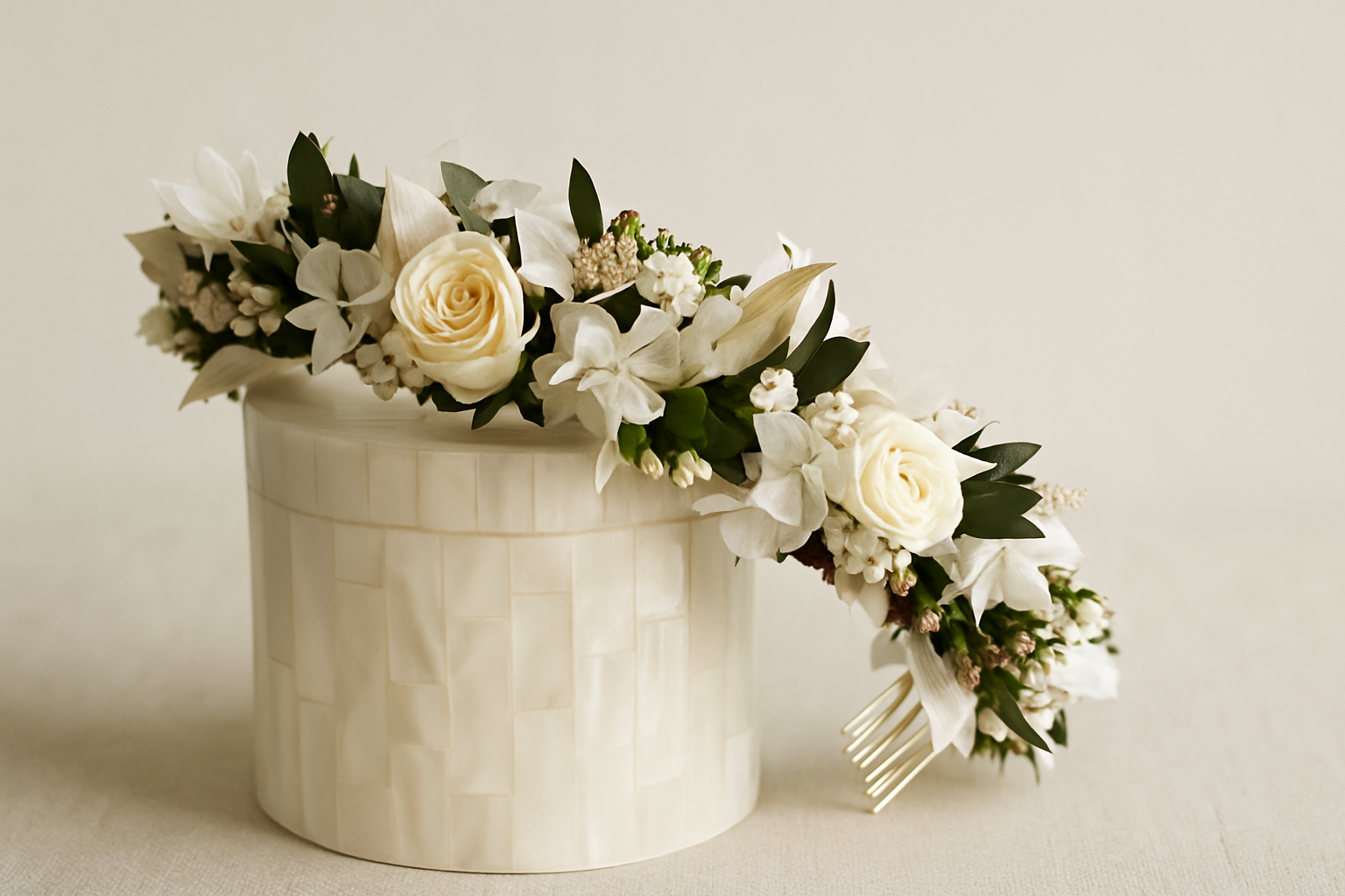 Tiara de novia flores modelo Triana